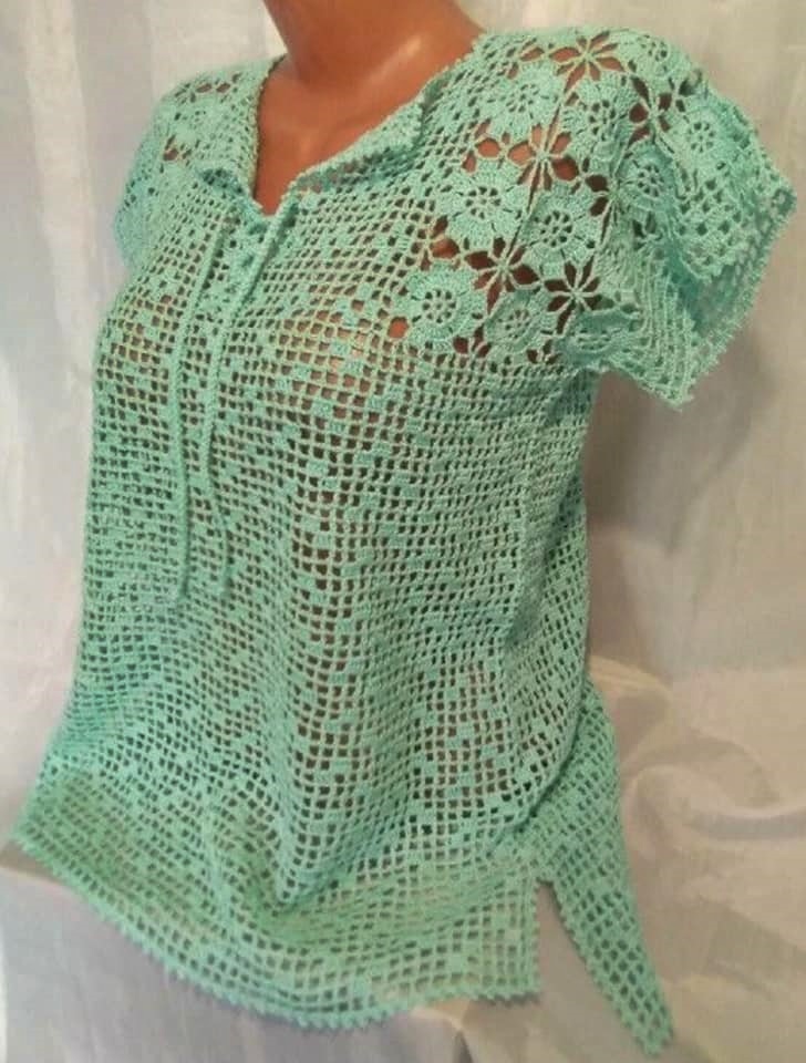 crochet filet blouse pattern