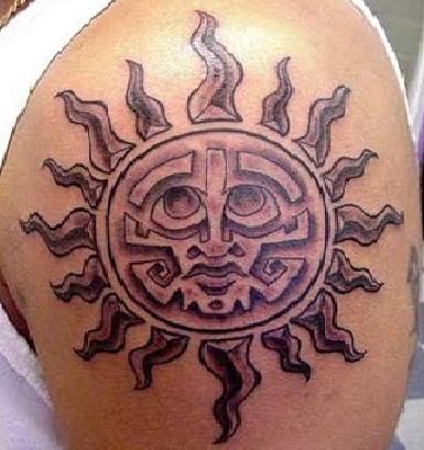 aztec sun tattoo design.