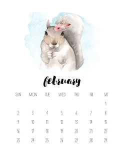 Animales en Acuarela: Calendario 2020 para Imprimir Gratis.