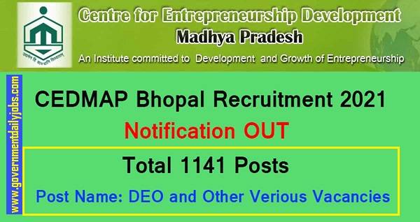 CEDMAP RECRUITMENT 2021: 1141 VACANCIES NOTIFIED FOR DEO AND OTHER POSTS