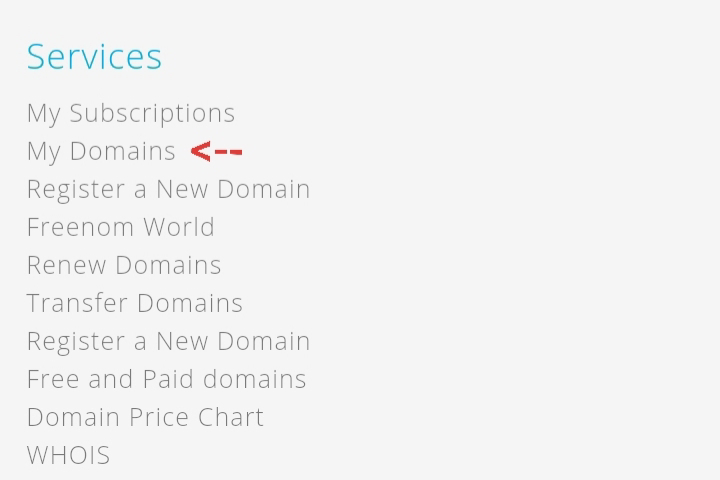 Gambar Pilihan Menu My Domains