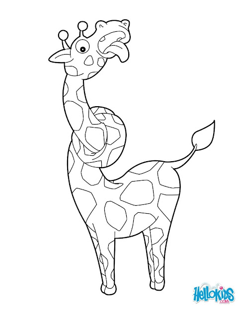Giraffes In Tree Giraffe Entanglement Coloring Page