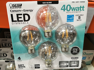 Feit Electric G25 Globe 40 Watt LED: great for bath & vanity, pendant lamps, etc.