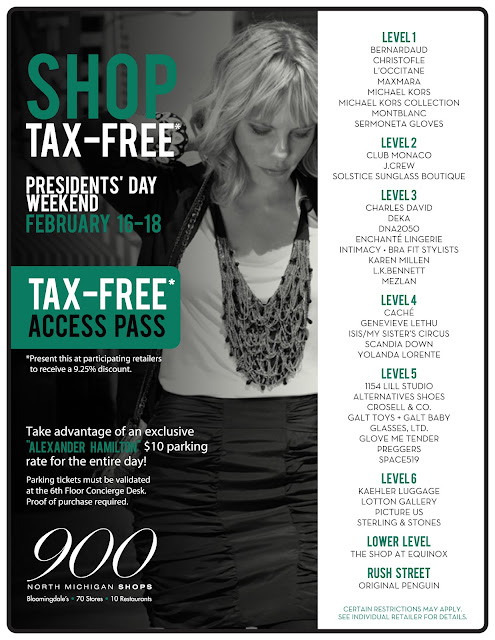 TAX FREE’ shopping event to celebrate Presidents’ Day weekend at The 900 North Michigan Shops