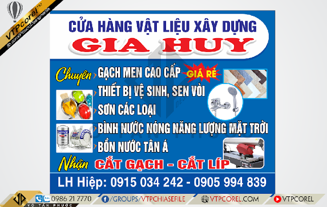 Bảng hiệu Cửa hàng Vật liệu Xây dựng