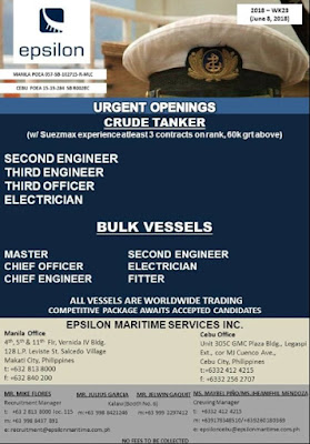 Recruitment Crew For Bulk Vessel and Crude Oil Tanker