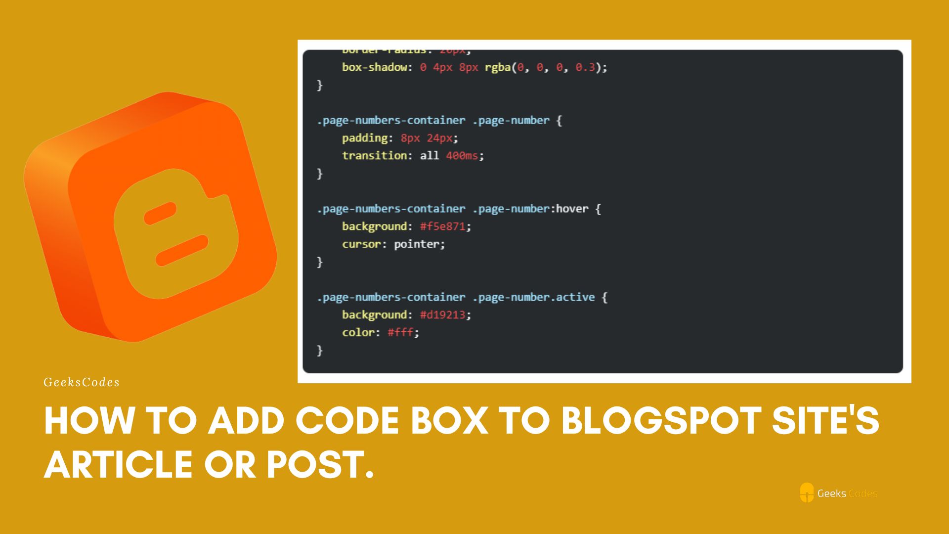 How to add Code Box to Blogspot Site's