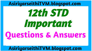 12th STD- Maths-Important Five, Three and One Mark Questions and Answers