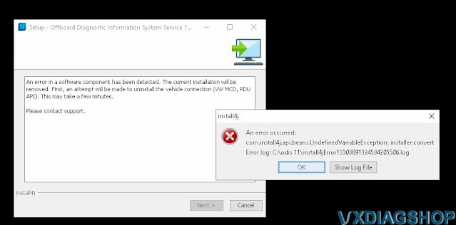 VXDIAG ODIS Error in A Software Component Detected  2