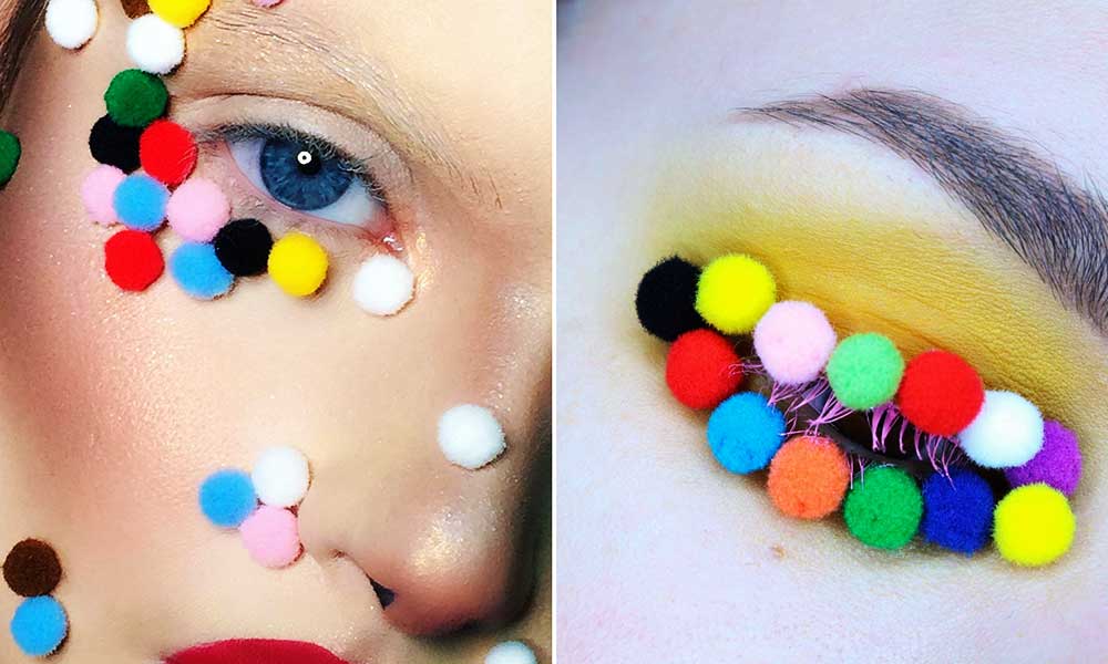 This Pom Pom Make Up Is So Colorful And Quirky That You Would Love To Try It !