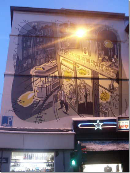 Monsieur jean in un murales lungo la Bd a bruxelles