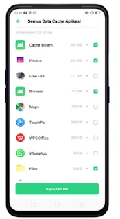 Hapus memori data cache oppo