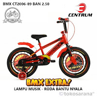 Sepeda Anak Centrum CT2006-89 16" x 2.50" BMX Steel Lampu Klakson 4-7 Tahun Roda Bantu Nyala Fat Tire Bike