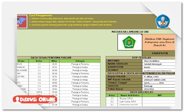 Aplikasi Cetak Penghargaan Juara Kelas Otomatis Bonus 5 Template