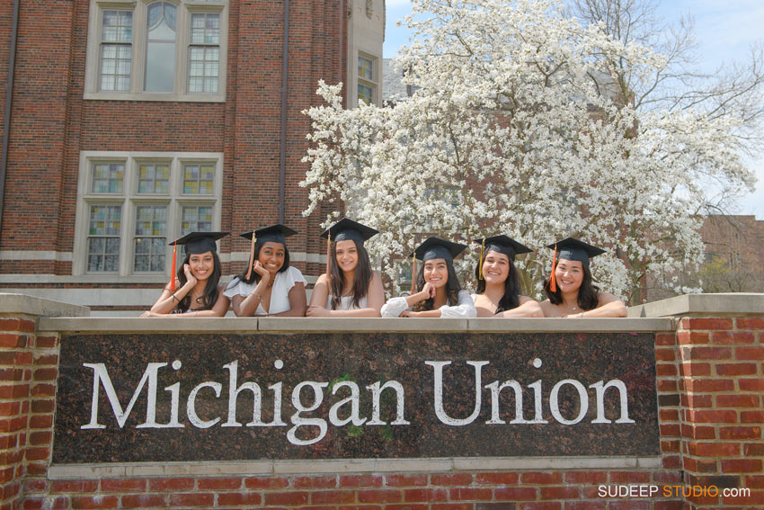 University of Michigan Graduation Pictures for Girls at Michigan Union College Graduation Photographer SudeepStudio.com