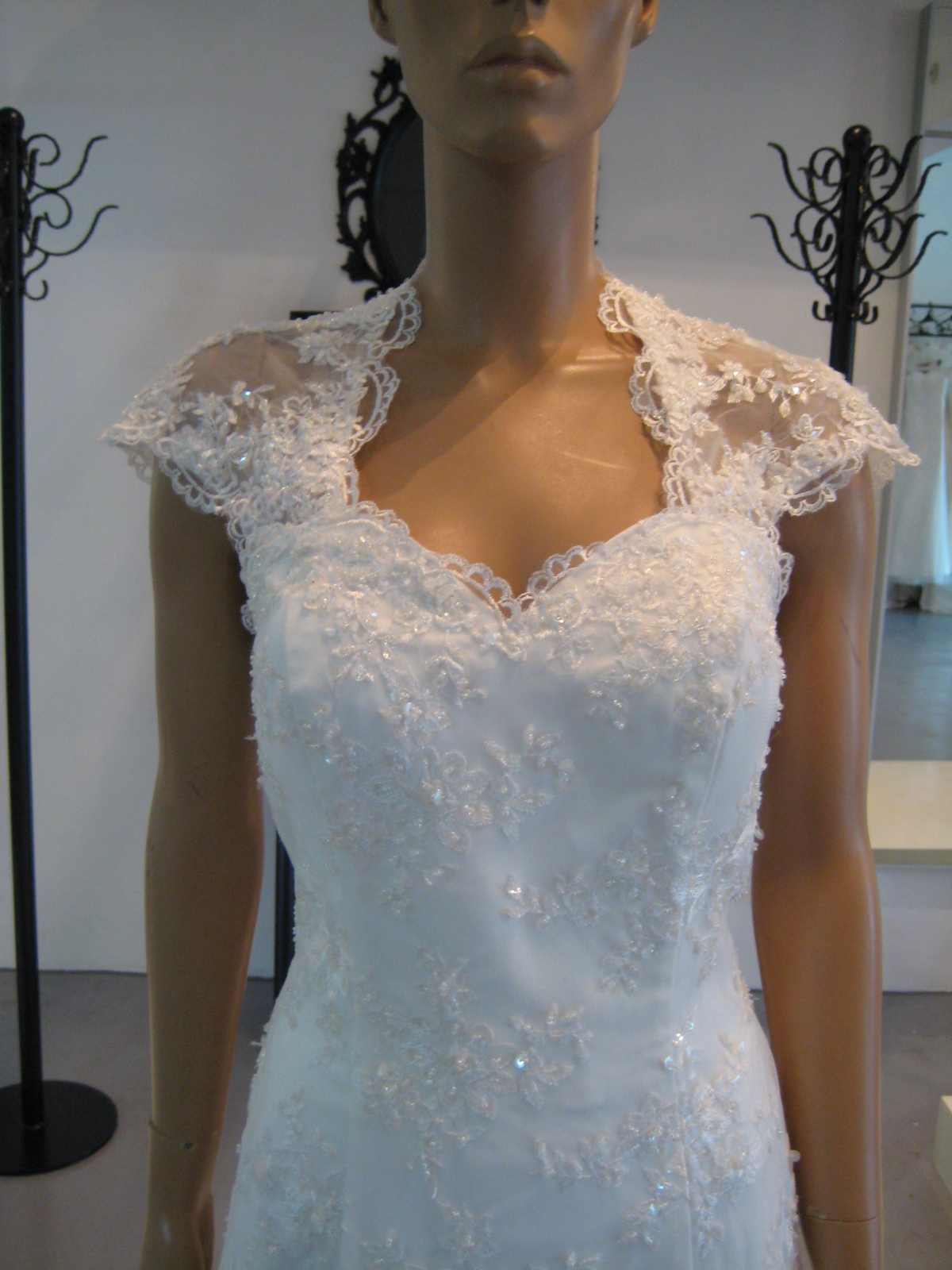 lace wedding dress with keyhole back Cap Sleeve Keyhole Back Lace Gown