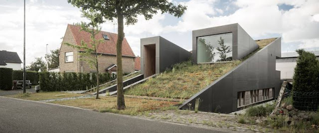 Geometric Half-Subterranean House in Belgium