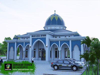  DESAIN  MASJID  MINIMALIS MODERN 20x20 1 LANTAI 