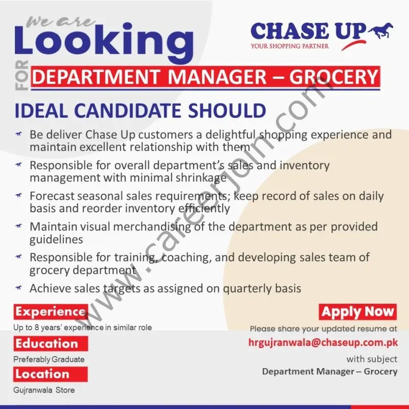Chase Up Jobs 2023 in Gujranwala - Latest Advertisement