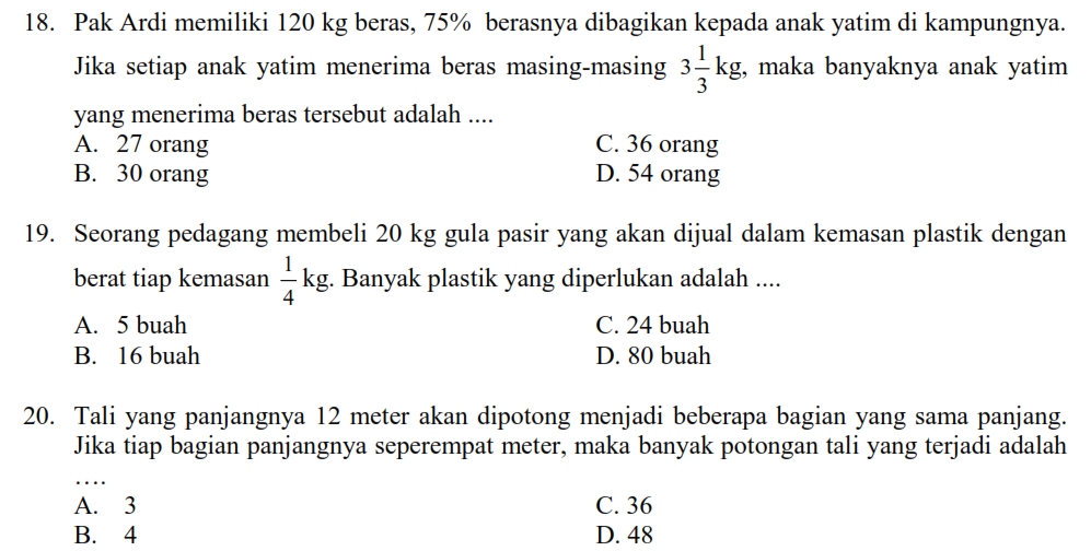 Latihan Bilangan  Bulat dan Pecahan  MATEMATIKA