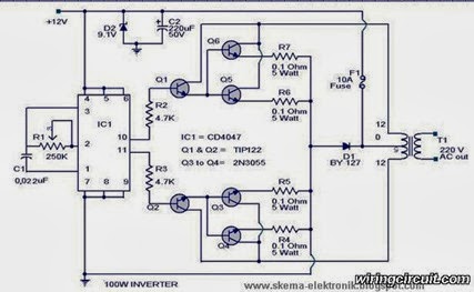 Cara Membuat AC Inverter  12V ke 110 220VAC 500Watt Cara 