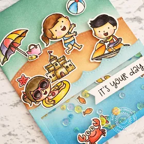 Sunny Studio Stamps: Beach Babies Sand and Ocean Fun Shaker Card by Lexa Levana