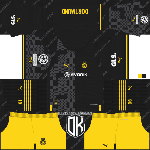 Borussia Dortmund Dls Kits 2022-2023 UEFA Champions League - Kit Dream League Soccer (Away)