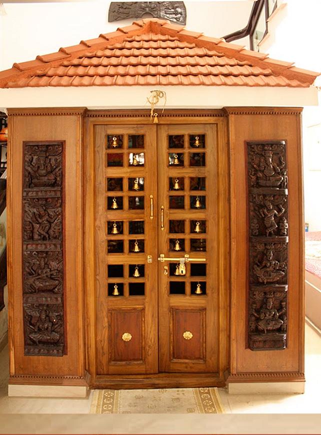 house front door design images Kerala Pooja Room Designs | 642 x 870