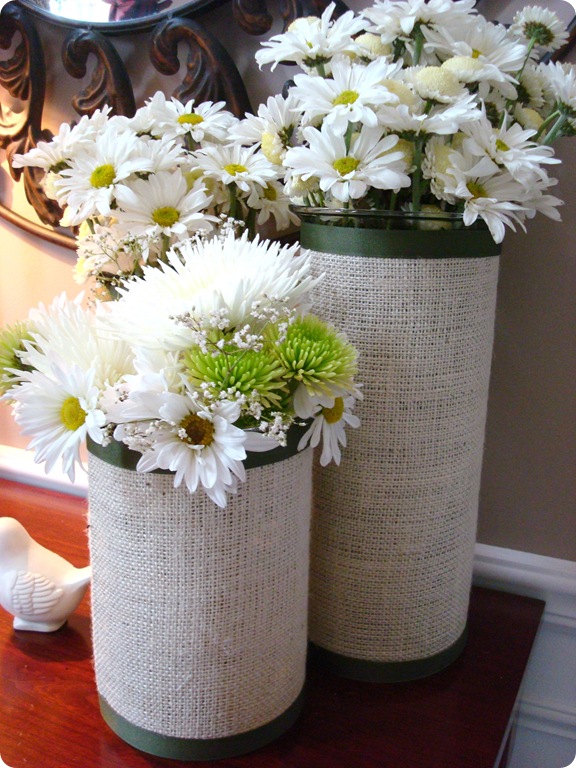 burlap vases