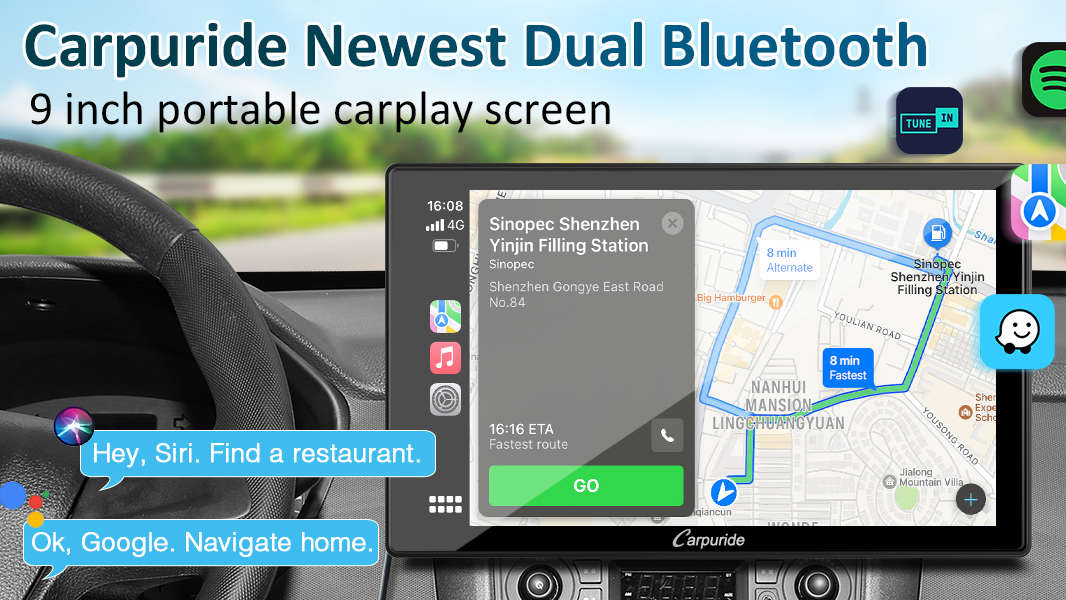 Carpuride W903 Portable Wireless Apple Carplay & Android Auto with