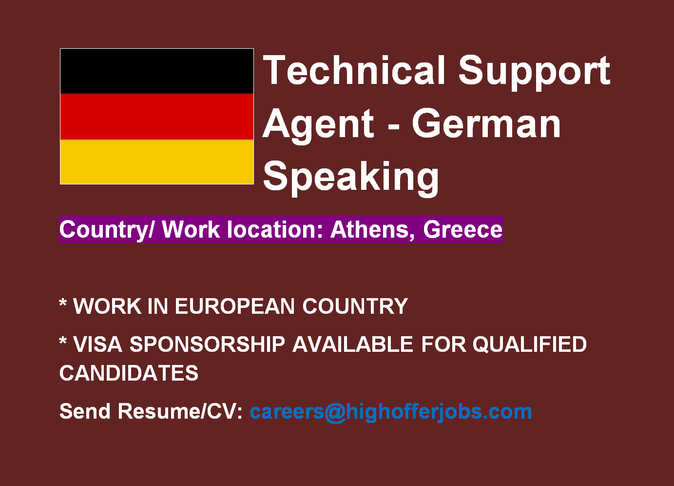 Technical Support Agent - German Speaking - Athens