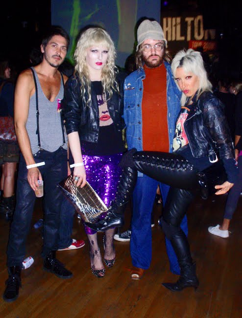 Darian Darling, Painter/Artist Kevin Baker, Breedlove and DJ Lady Starlight at Semi Precious Weapons Perez Hilton concert