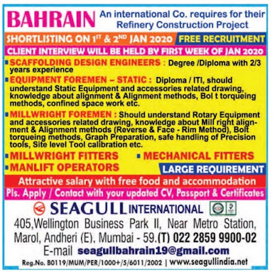 International co Refinery construction Project Jobs for Bahrain