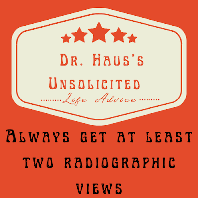 Dr. Haus's Unsolicited Life Advice:  Always get at least two radiographic views