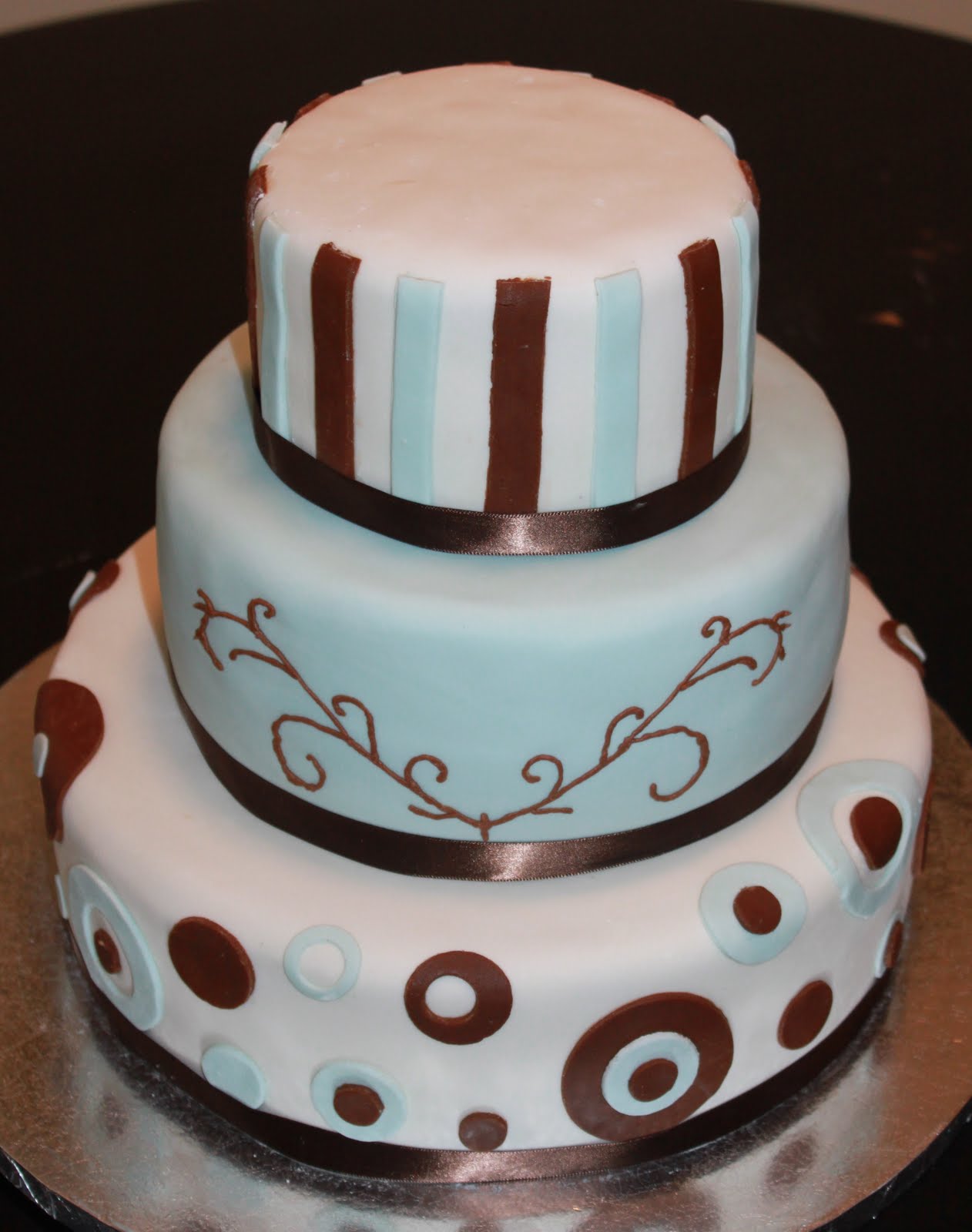 Brown & Blue Wedding Cake