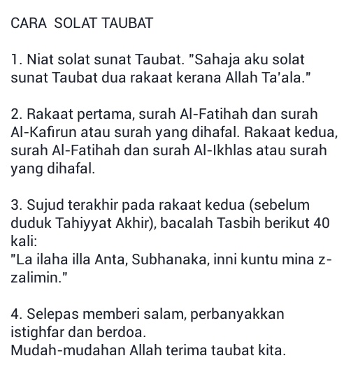 Cara Solat Sunat Taubat Informasi Santai