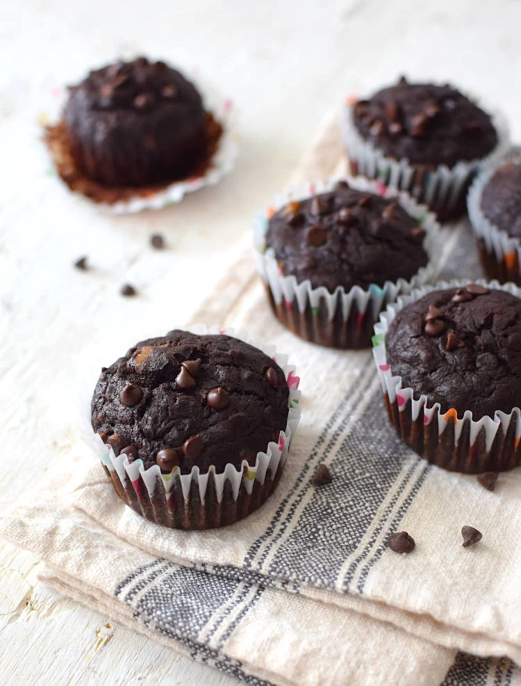 Muffins doble chocolate con banana