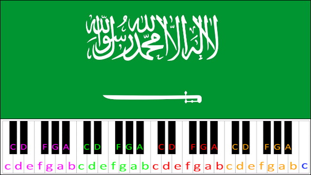National Anthem of Saudi Arabia Piano / Keyboard Easy Letter Notes for Beginners