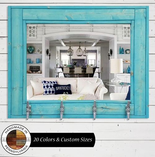 Blue Reclaimed Wood Mirror