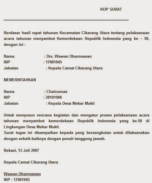 Pengertian dan Contoh Surat Perintah 2018 Februari 2018 