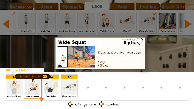Ring Fit Adventure Custom Fitness List Wide Squat change reps