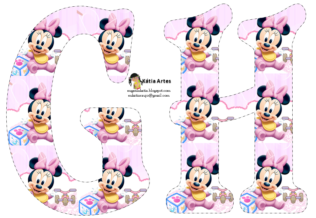 Alfabeto De Minnie Bebe Con Fondo En Rosa Y Blanco Oh My Alfabetos