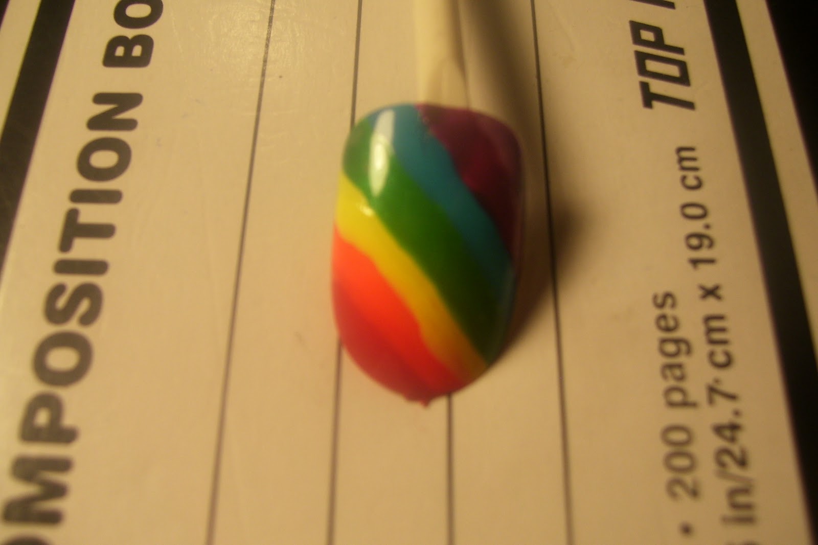 this is the classic rainbow diagonal across he entire nail