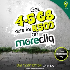 HOT: How To Get 9Mobile 4.5GB
for N500 And 1.5GB for N200
MoreCliq Cheap Data