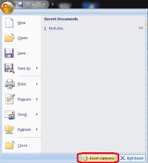 Excel options