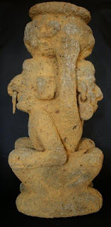 San Augustin volcanic stone sculpture altar for coco leaves for shamanic ritual masculine and feminine images equality