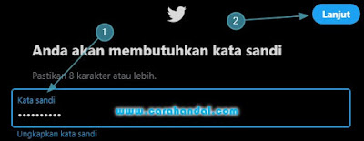 Cara Membuat Akun Twitter, masukan kata sandi baru