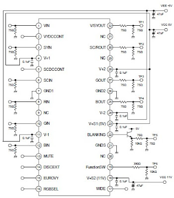  njm2582 bassed 4-channel video amplifier electronic project circuit with explanation