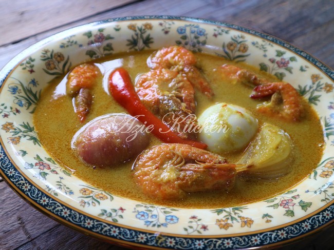 Gulai Udang Lauk Nasi Dagang Kelantan Resepi 2 - Azie Kitchen