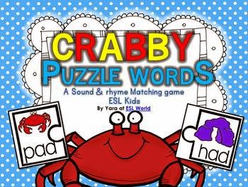 http://www.teacherspayteachers.com/Product/Crabby-Puzzle-Words-CVC-word-sound-matching-game-ESL-Kids-908729
